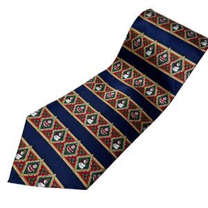 Holiday traditions hallmark navy blue christmas 100% silk tie